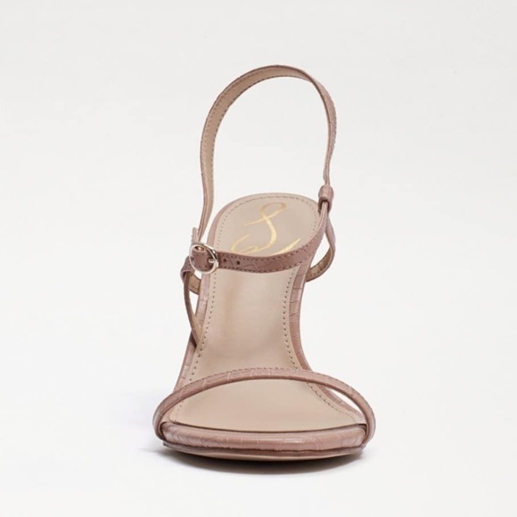 Sam Edelman Doran Maple croc embossed print leather heels sandals nude Sz‎ 10 M - Picture 3 of 14